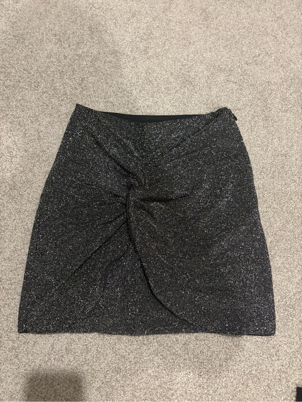 H&M Black Shimmer Twist-Front Mini Skirt